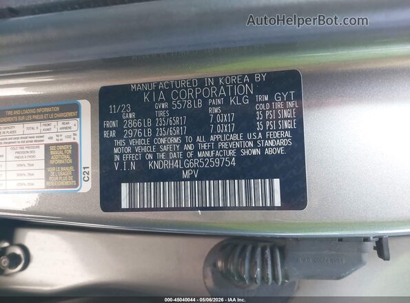 KNDRH4LG6R5259754 2024 KIA SORENTO HYBRID Silver Engine compartment view