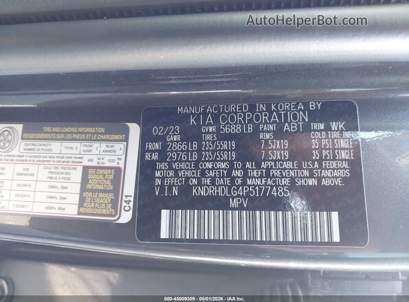 KNDRHDLG4P5177485 2023 KIA SORENTO HYBRID Gray Engine compartment view
