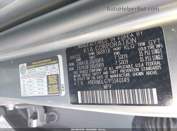 KNDRMDLG7P5140149 2023 KIA SORENTO HYBRID Silver Вид підкапотного простору