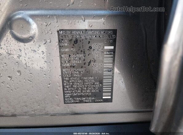 KNMAT2MT1KP525803 2019 NISSAN ROGUE Серый Вид подкапотного пространства