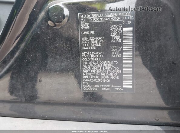 KNMAT2MT2JP549106 2018 NISSAN ROGUE Black Вид підкапотного простору