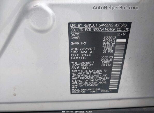 KNMAT2MT3JP540608 2018 NISSAN ROGUE Silver 