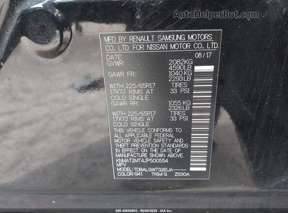 KNMAT2MT4JP500554 2018 NISSAN ROGUE Black Widok komory silnika