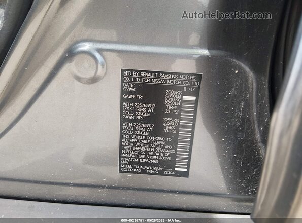 KNMAT2MT8JP521469 2018 NISSAN ROGUE Gray Vista del compartimento del motor