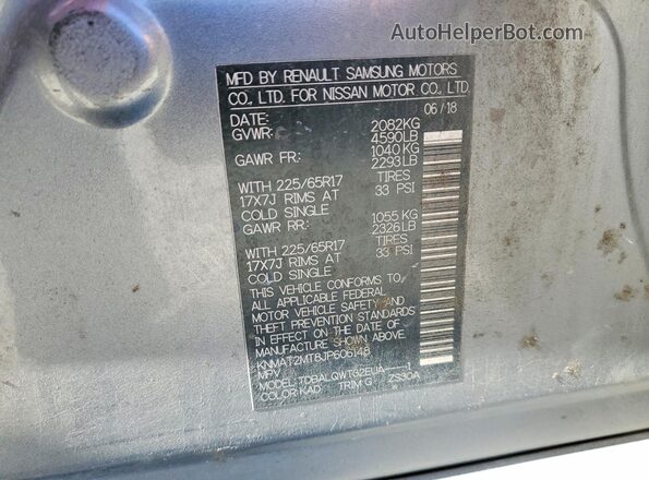 KNMAT2MT8JP606148 2018 NISSAN ROGUE Gray 