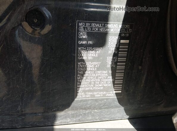 KNMAT2MT8LP513438 2020 NISSAN ROGUE Black 