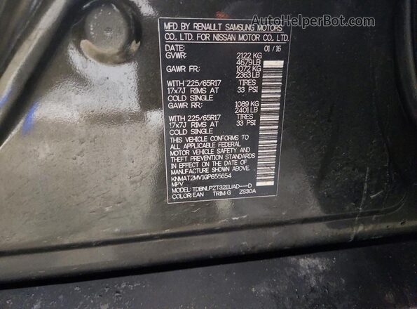 KNMAT2MV1GP655654 2016 NISSAN ROGUE Green 