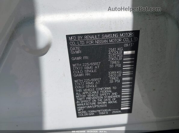 KNMAT2MV1JP509231 2018 NISSAN ROGUE White 