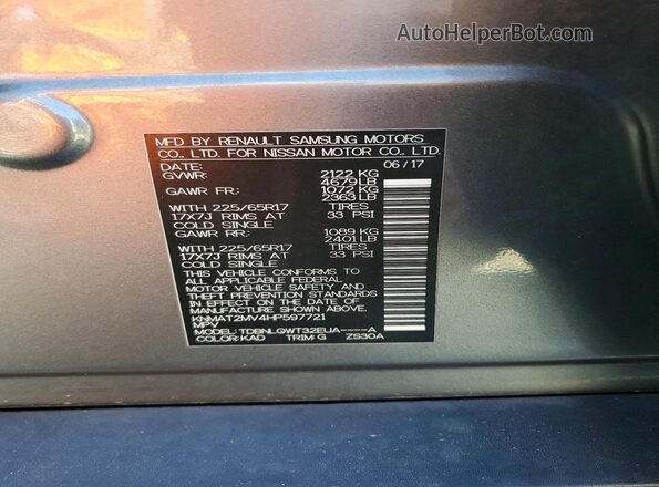 KNMAT2MV4HP597721 2017 NISSAN ROGUE Charcoal 