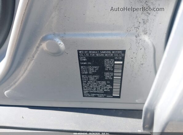 KNMAT2MV5KP560104 2019 NISSAN ROGUE Silver ძრავის განყოფილების ხედი