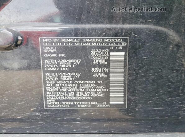 KNMAT2MV6GP628806 2016 NISSAN ROGUE Black 