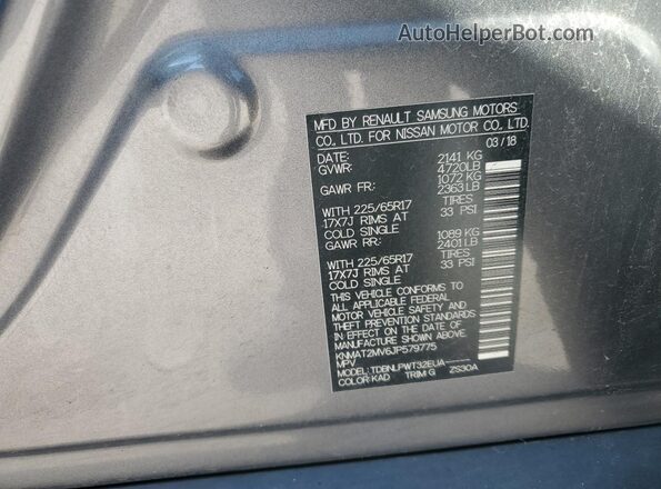 KNMAT2MV6JP579775 2018 NISSAN ROGUE Silver 