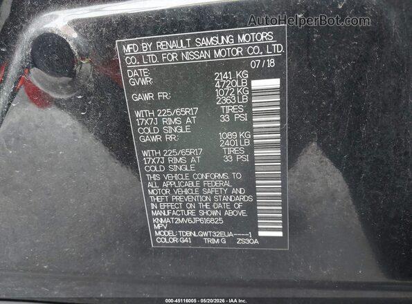 KNMAT2MV6JP616825 2018 NISSAN ROGUE Black 
