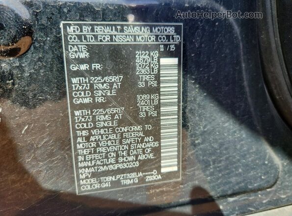 KNMAT2MV8GP630203 2016 NISSAN ROGUE Black 