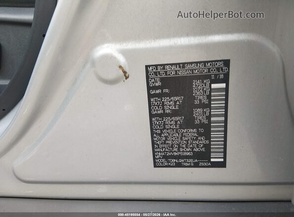 KNMAT2MV8KP518963 2019 NISSAN ROGUE Silver 