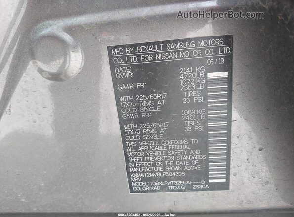 KNMAT2MV8LP504398 2020 NISSAN ROGUE Black 