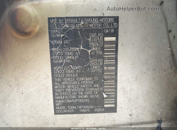 KNMAT2MV9JP581245 2018 NISSAN ROGUE Silver 