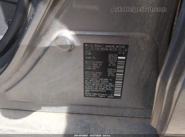 KNMAT2MVXGP700574 2016 NISSAN ROGUE Серый Вид подкапотного пространства