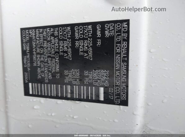 KNMAT2MVXHP561791 2017 NISSAN ROGUE White Engine compartment view