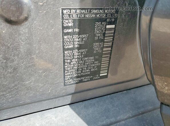 KNMAT2MVXLP521493 2020 NISSAN ROGUE Gray 