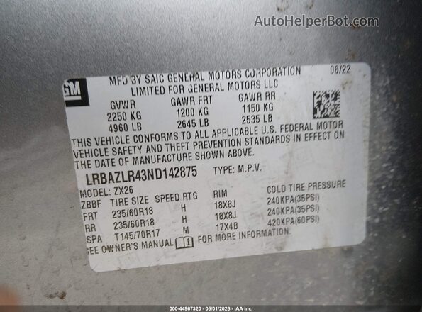 LRBAZLR43ND142875 2022 BUICK ENVISION Серый Вид подкапотного пространства