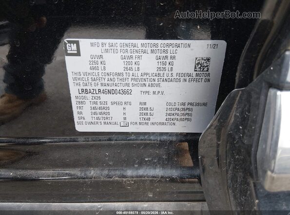 LRBAZLR46ND043662 2022 BUICK ENVISION Black 