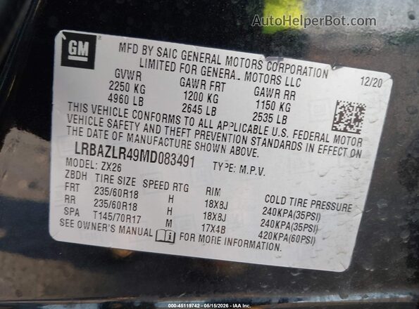 LRBAZLR49MD083491 2021 BUICK ENVISION Black Widok komory silnika