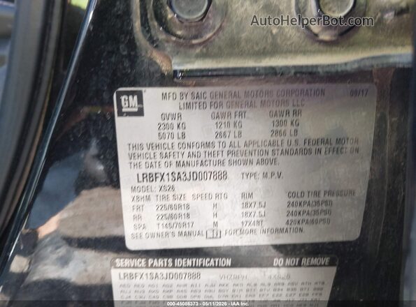 LRBFX1SA3JD007888 2018 BUICK ENVISION Черный Вид подкапотного пространства