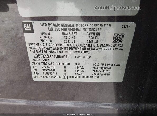 LRBFX1SA4JD009116 2018 BUICK ENVISION Purple Вид підкапотного простору