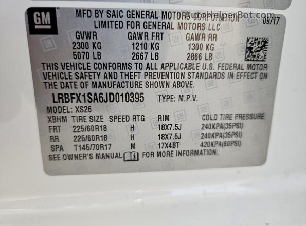 LRBFX1SA6JD010395 2018 BUICK ENVISION White Widok komory silnika