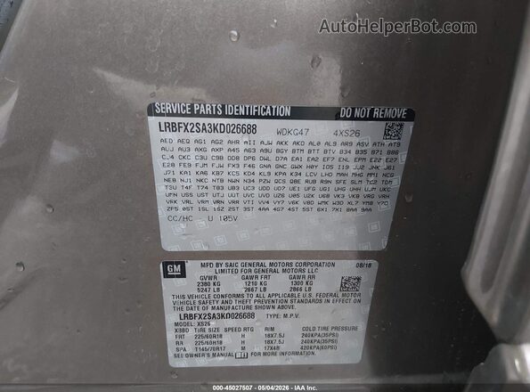 LRBFX2SA3KD026688 2019 BUICK ENVISION Cream Շարժիչի բաժամունքի տեսք