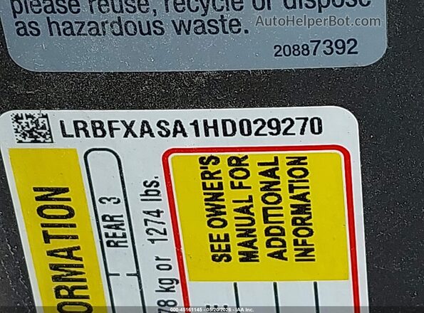LRBFXASA1HD029270 2017 BUICK ENVISION Brown Engine compartment view