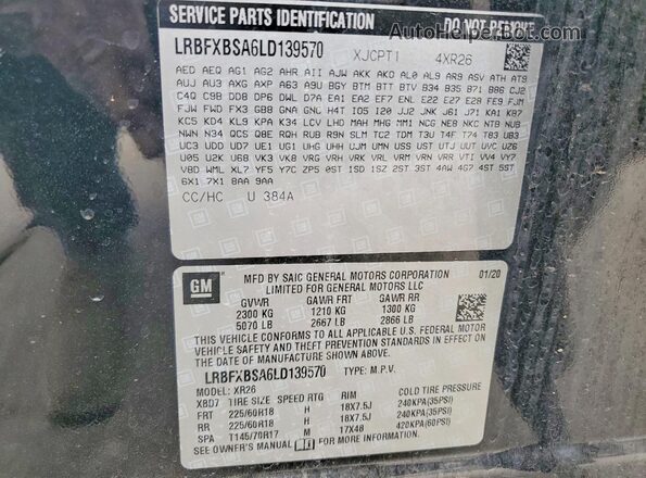 LRBFXBSA6LD139570 2020 BUICK ENVISION Black VIN կոդի պիտակի տեսք