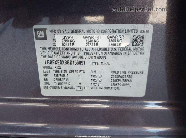 LRBFXESX8GD156091 2016 BUICK ENVISION Purple Engine compartment view
