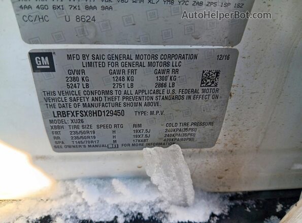 LRBFXFSX8HD129450 2017 BUICK ENVISION White Engine compartment view