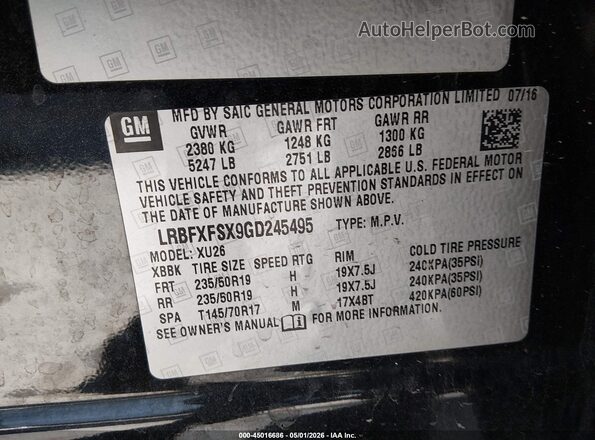 LRBFXFSX9GD245495 2016 BUICK ENVISION Черный Вид подкапотного пространства