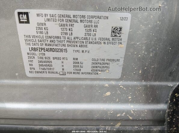 LRBFZPE46RD023615 2024 BUICK ENVISION Gray Widok komory silnika