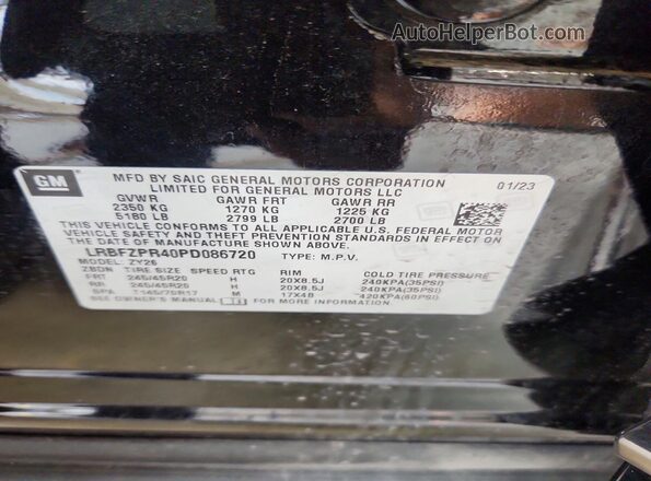 LRBFZPR40PD086720 2023 BUICK ENVISION Black სალონის 360-გრადუსიანი ხედი