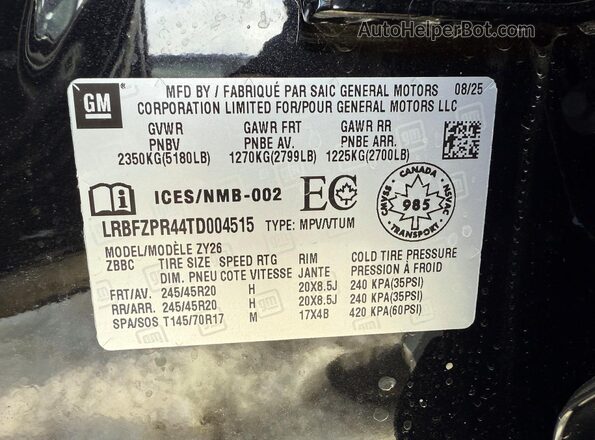 LRBFZPR44TD004515 2026 BUICK ENVISION Black Vista del salpicadero