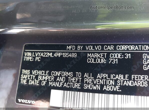 LVYA22ML4MP195489 2021 VOLVO S90 Gray Widok komory silnika