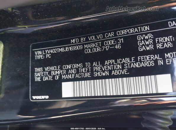 LYV402TM8JB169909 2018 VOLVO S60 INSCRIPTION Black Widok komory silnika