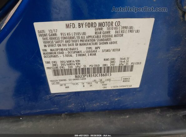 MAJ3P1RE4JC186015 2018 FORD ECOSPORT Blue Շարժիչի բաժամունքի տեսք