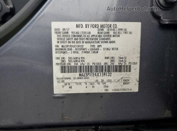 MAJ3P1TE4JC159132 2018 FORD ECOSPORT Серый 