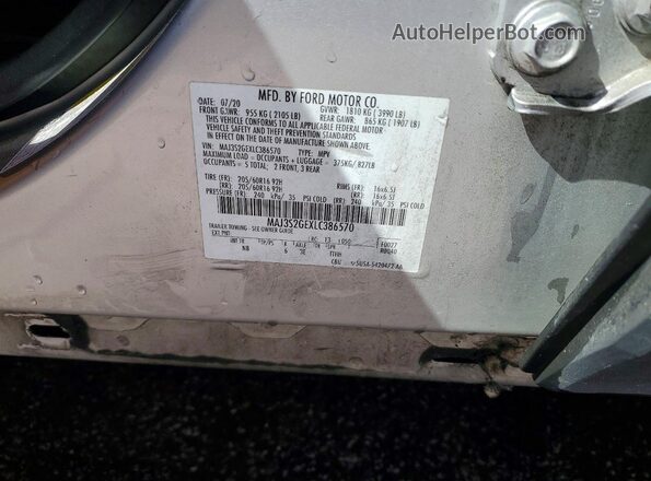 MAJ3S2GEXLC386570 2020 FORD ECOSPORT Silver Вид наклейки з VIN-кодом
