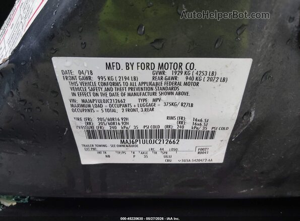 MAJ6P1UL0JC212662 2018 FORD ECOSPORT Gray Engine compartment view