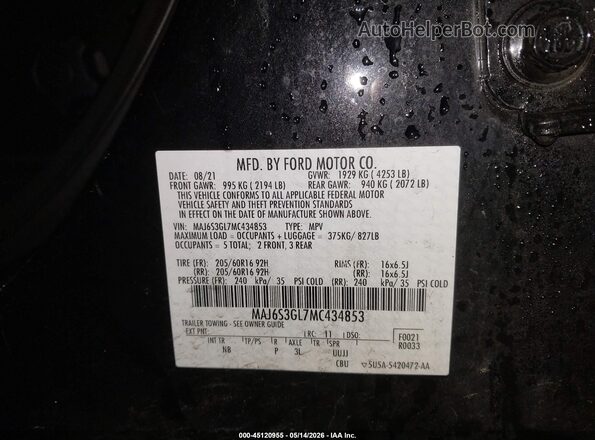 MAJ6S3GL7MC434853 2021 FORD ECOSPORT Черный 