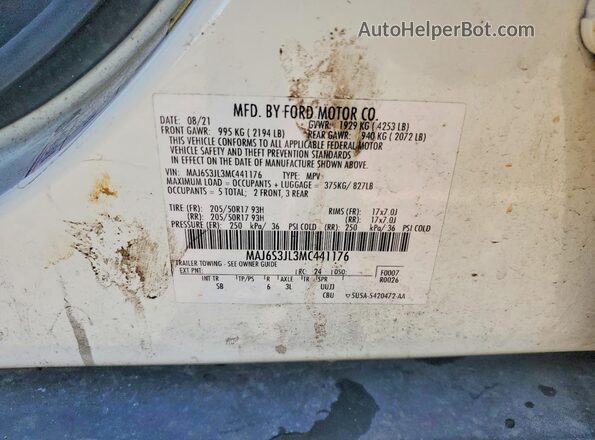 MAJ6S3JL3MC441176 2021 FORD ECOSPORT White 