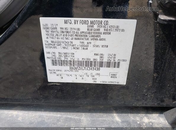 MAJ6S3JL7LC343430 2020 FORD ECOSPORT Black Vista del compartimento del motor