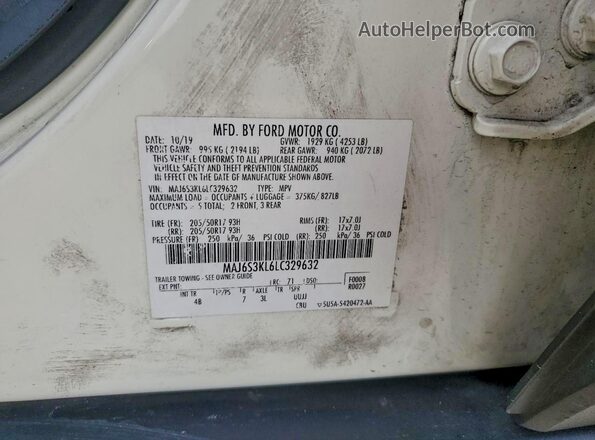 MAJ6S3KL6LC329632 2020 FORD ECOSPORT White 