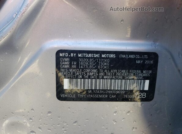 ML32A3HJ2HH008699 2017 MITSUBISHI MIRAGE Silver ძრავის განყოფილების ხედი